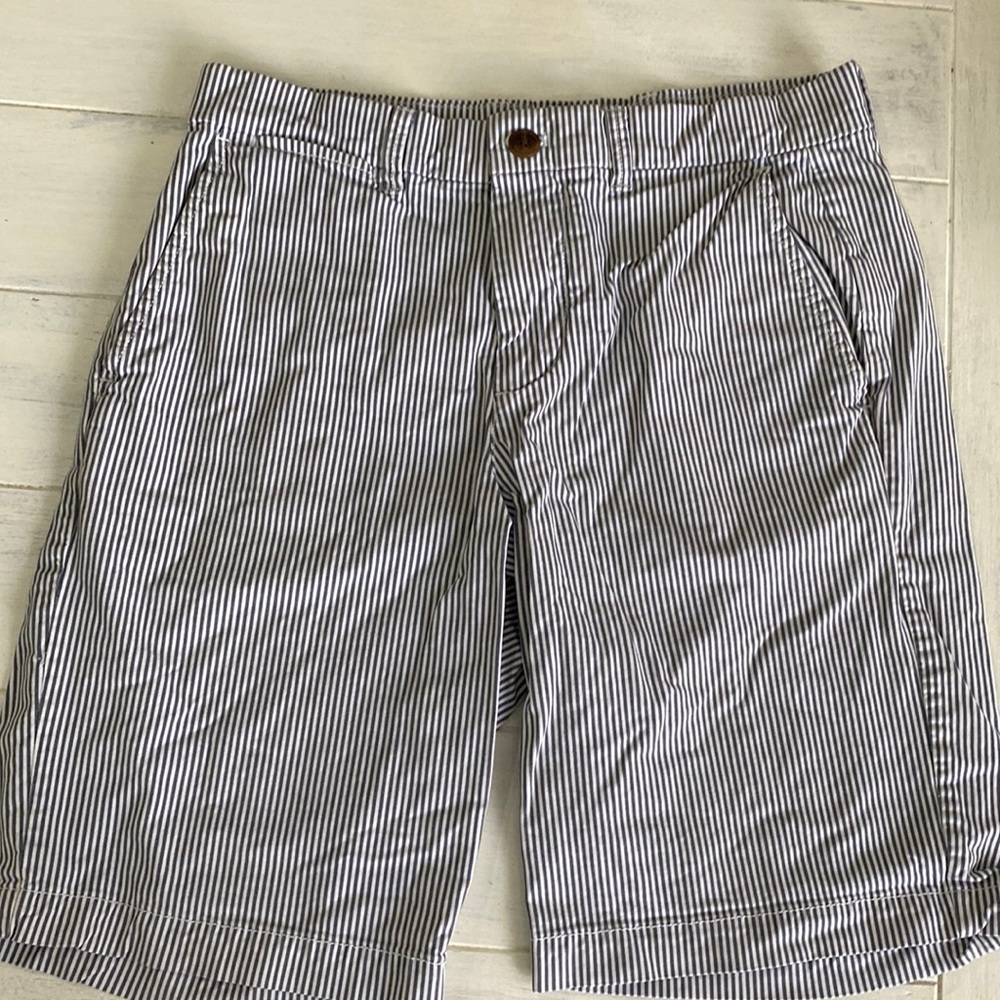 Gap men’s blue & white striped flat front shorts size 28”